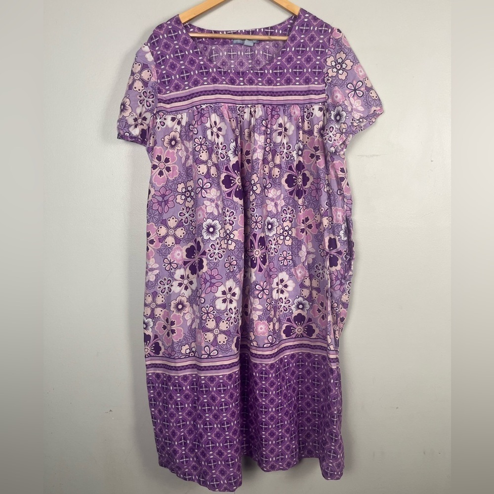 Only necessities purple cotton floral nightgown size 18/20